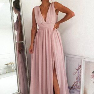 Maniju BELLE CHIFFON MAXI GOWN, Dusty Lavender